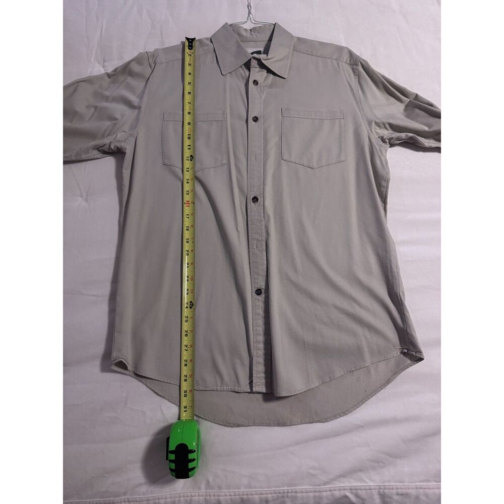 Mens Medium Mountain Khaki Tan Long Sleeve Utility Work Shirt 100% Cotton VGUC - Picture 10 of 10